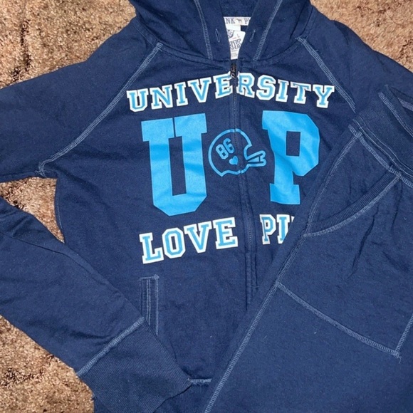 PINK Victoria's Secret Navy Hoodie and Pants Set - Picture 3 of 5